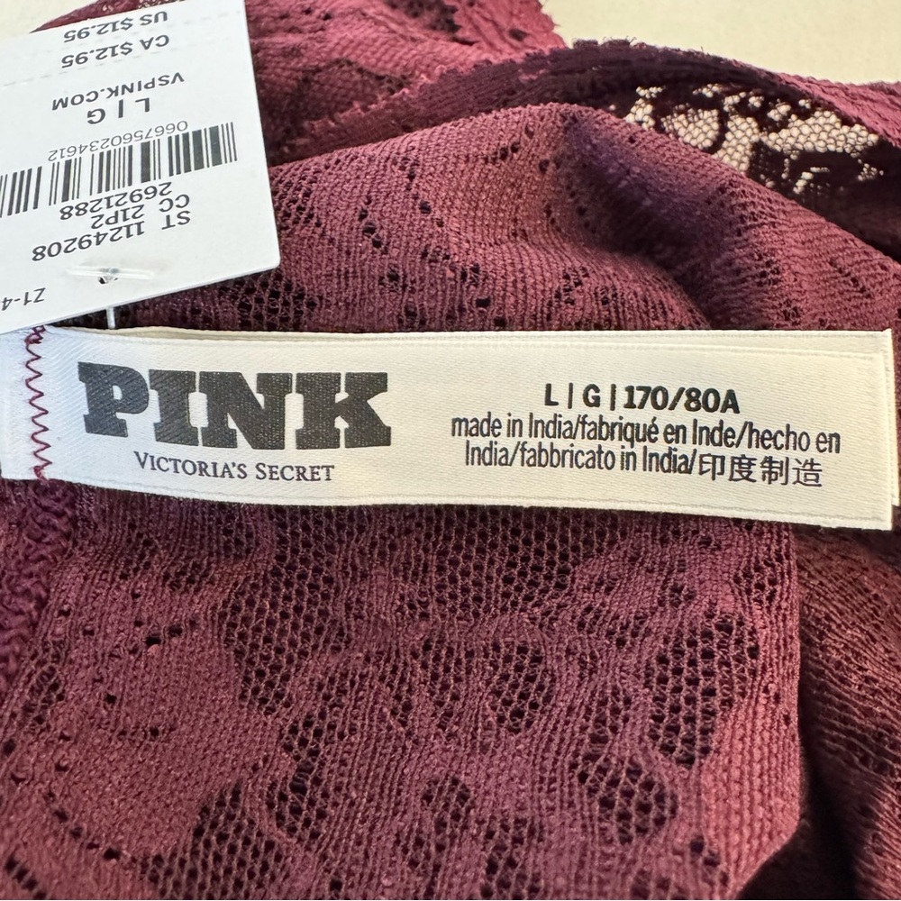 Victoria’s Secret PINK Lace Maroon Panties Size Large - Picture 4 of 5